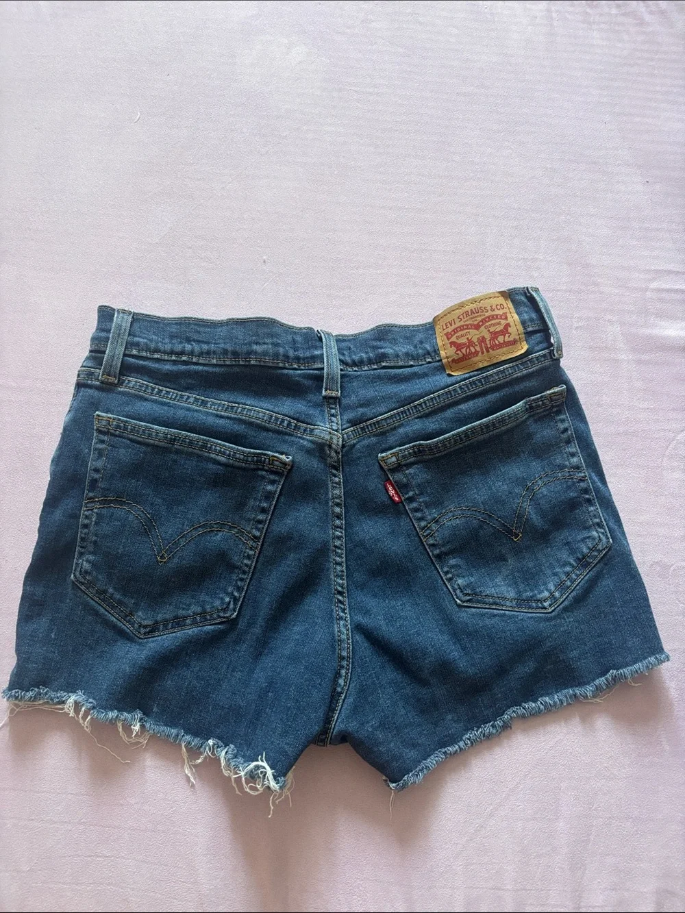 Levi's Dark Indigo Distressed Denim Shorts